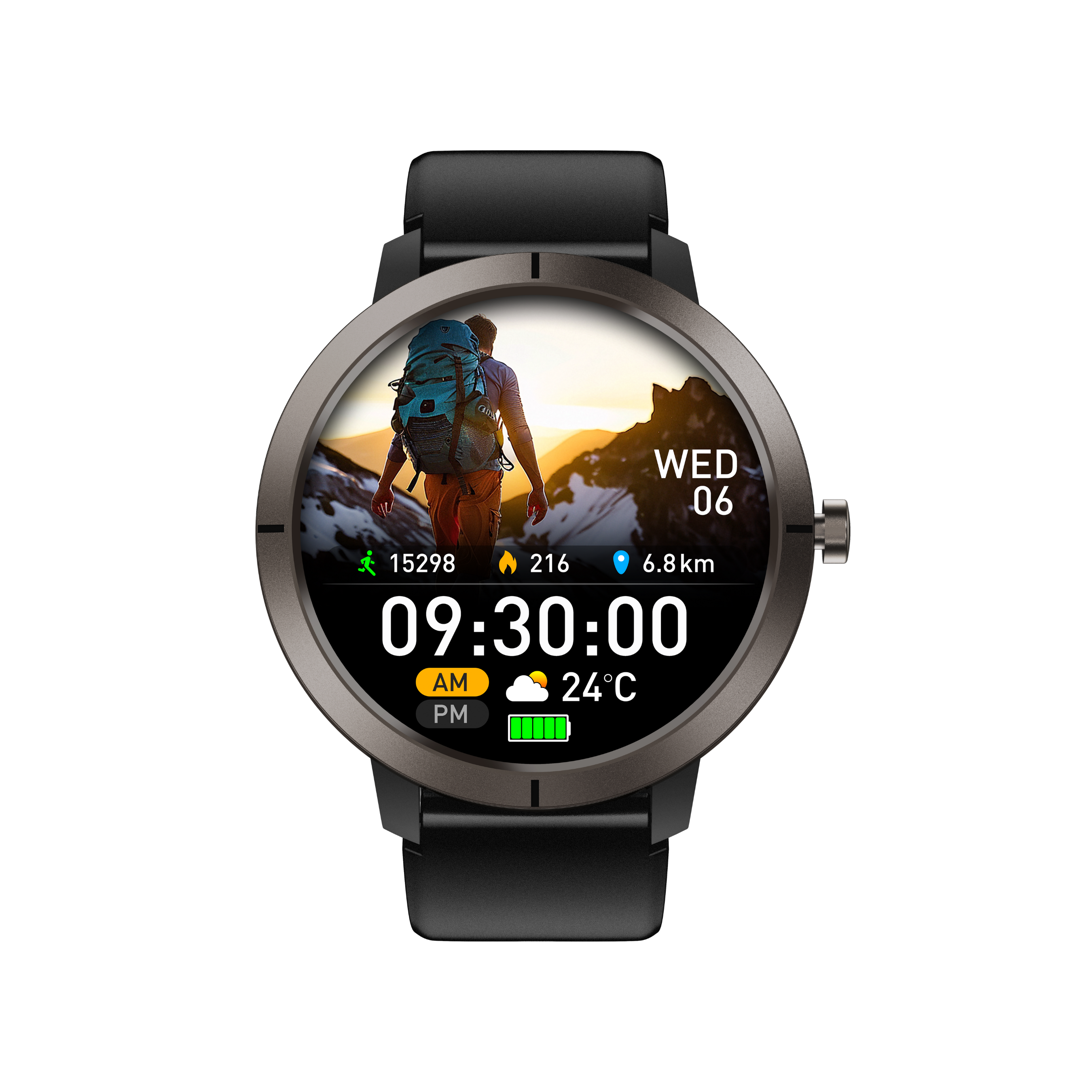Classic Gaia76 SmartWatch: GPS with 6 Satellites and 170+ Sport Modes - Black