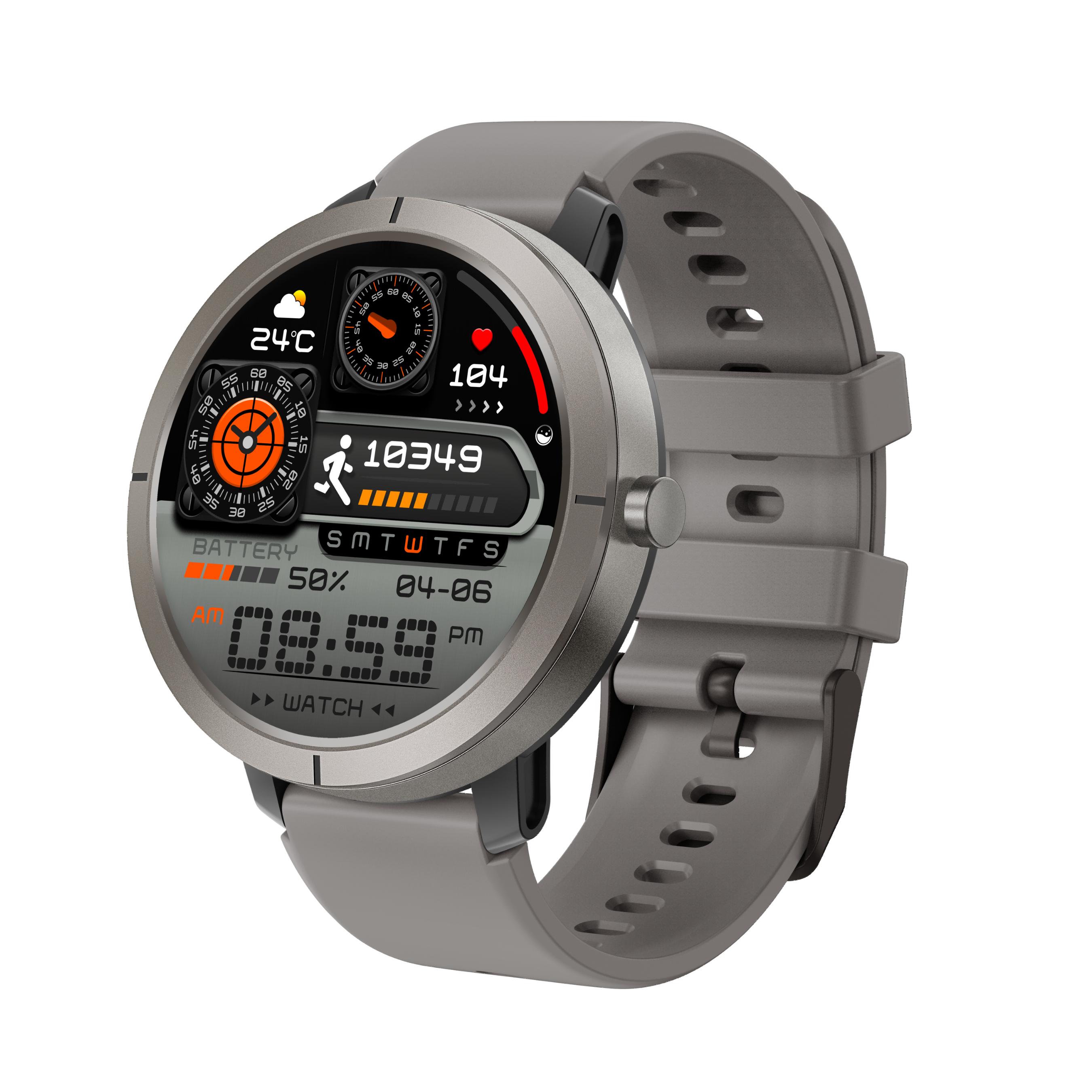 Classic Gaia76 SmartWatch: GPS with 6 Satellites and 170+ Sport Modes - Argent