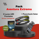 Pack Aventura Extrema = 2 Headlamps con Sensor + Power Bank Solar + Ebook Guía de Iluminación para Trekking