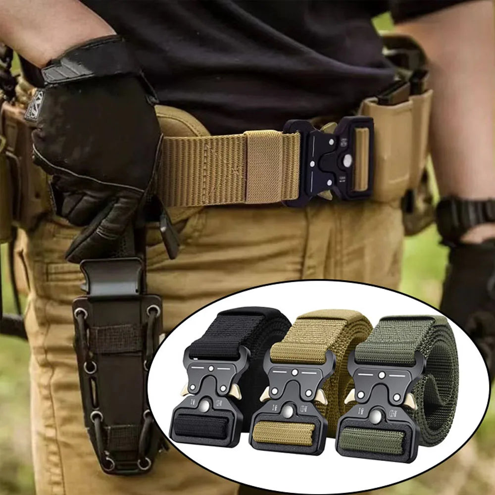 Men's Tactical Quick-Release Belt with Keychain Carabiner