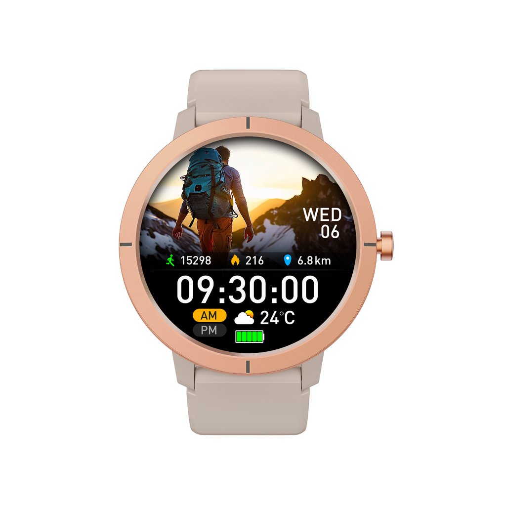 Classic Gaia76 SmartWatch: GPS with 6 Satellites and 170+ Sport Modes – Rose Gold