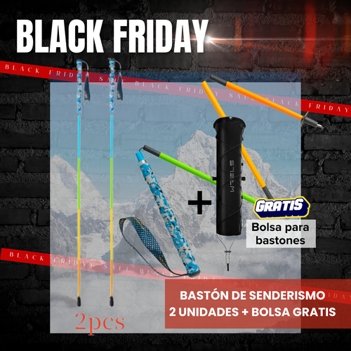 2 Bastones de Senderismo Ultraligeros E2 de Fibra de Carbono / + Gratis  Bolsa para bastones