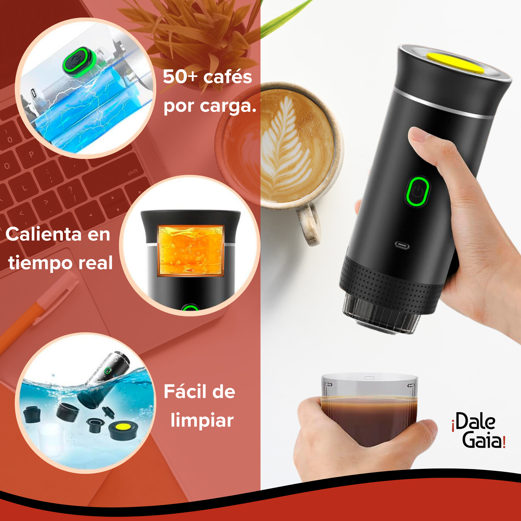 Powerful Flashlight + Solar Power Bank + 3-in-1 Portable Espresso Maker