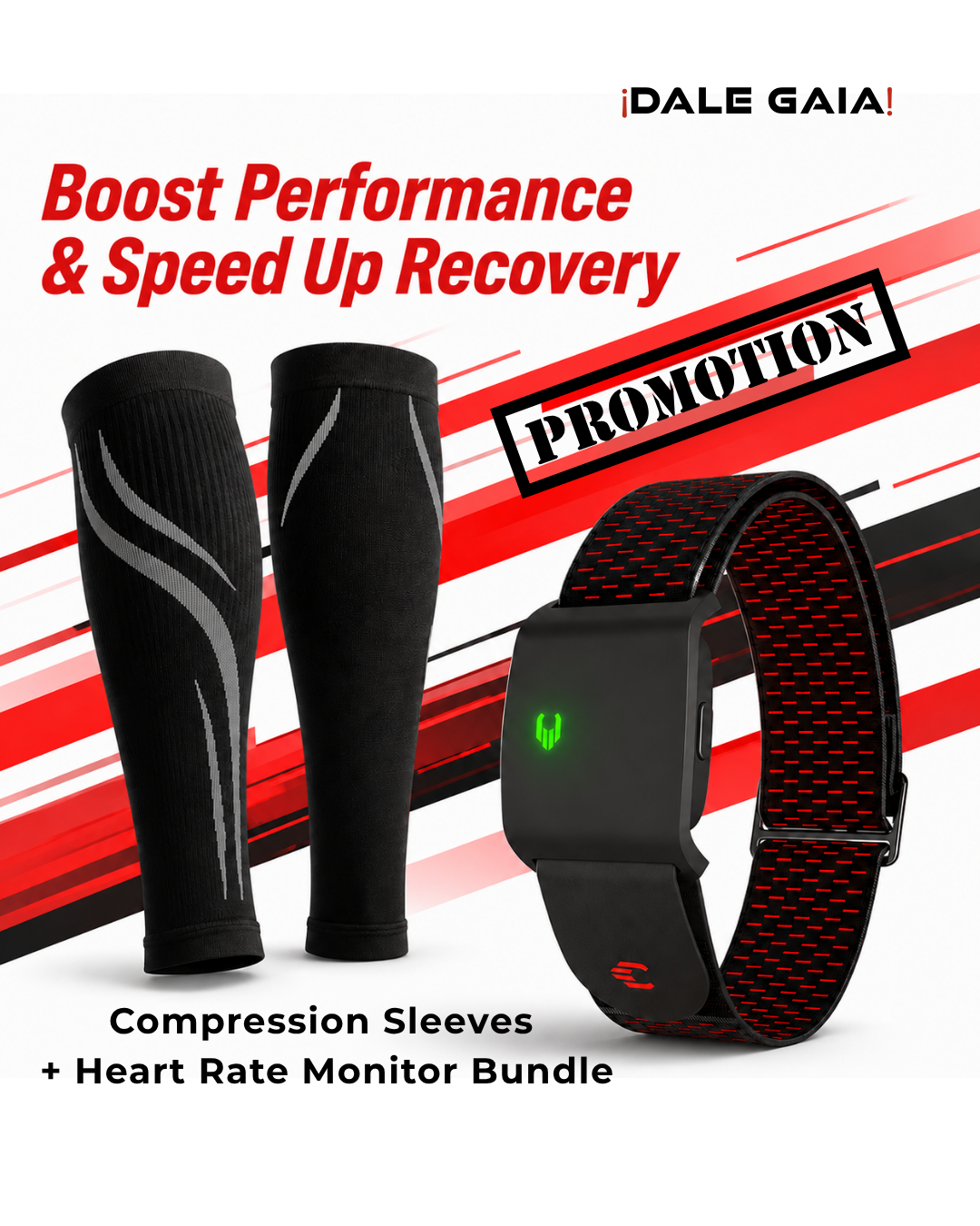 Compression Sleeves + Heart Rate Monitor Bundle