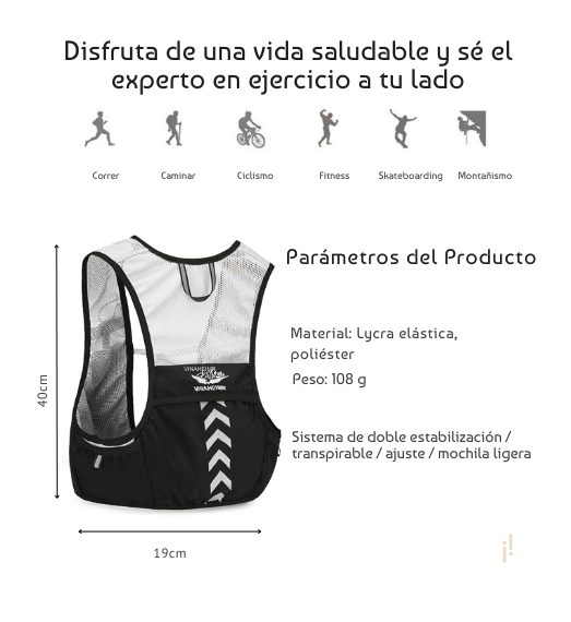 Chaleco Trail Running de Hidratación Ultraligera 5L