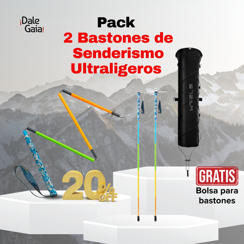 2 Bastones de Senderismo Ultraligeros E2 de Fibra de Carbono / + Gratis  Bolsa para bastones
