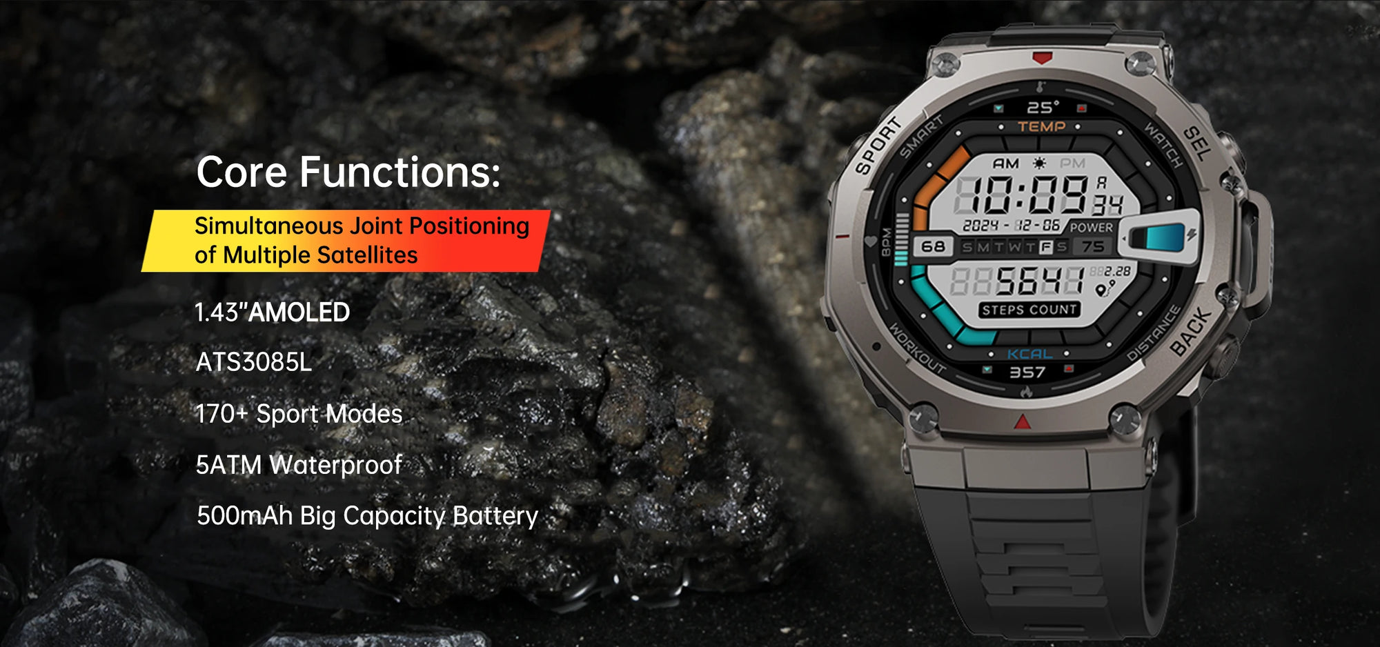 Dale T-Rex Ultra DM58 – SmartWatch Militar con GPS Dual, Brújula y Seguimiento de Rutas - Negro