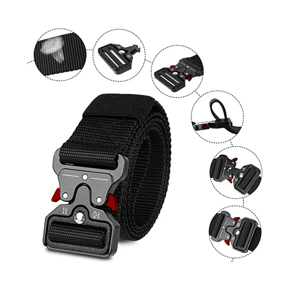 Men's Tactical Quick-Release Belt with Keychain Carabiner