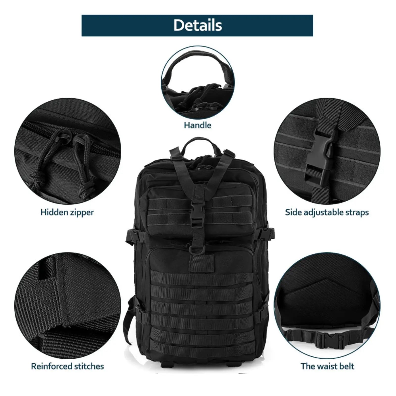 50L Waterproof Tactical Backpack for Hiking & Camping