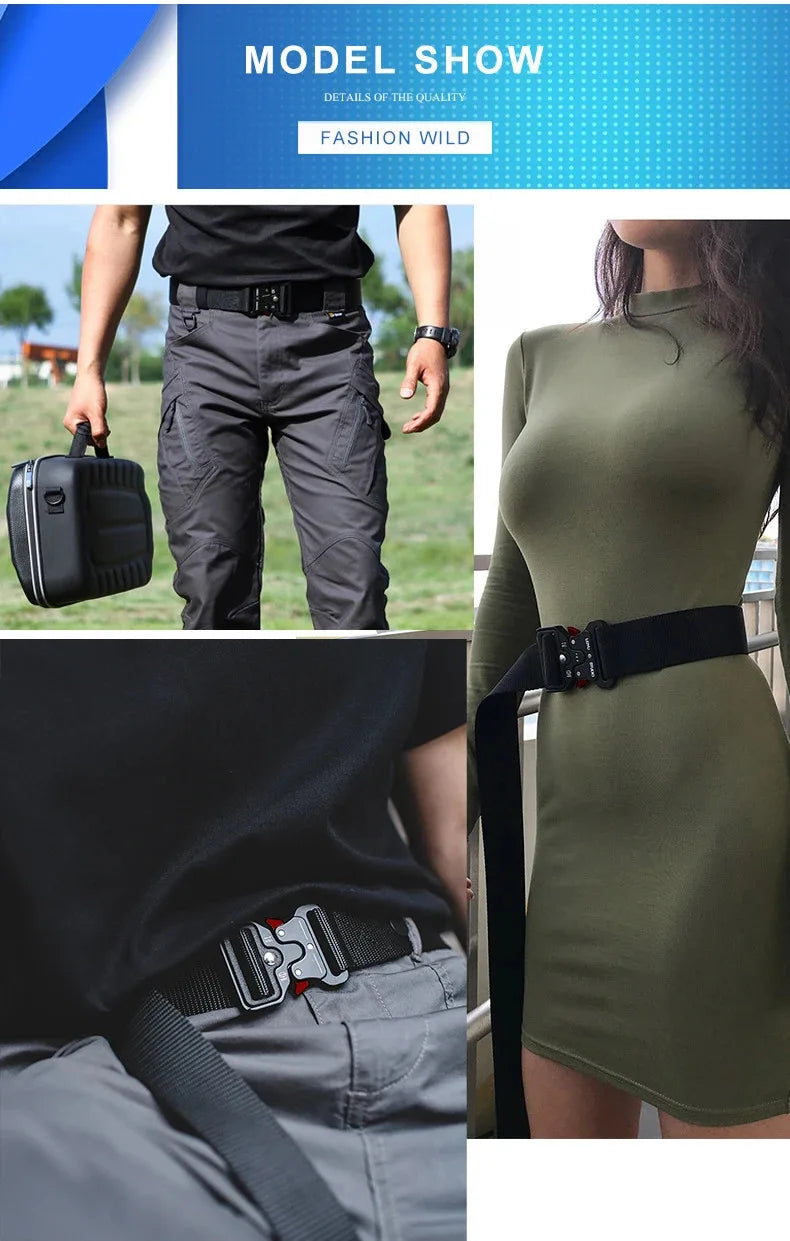 Men's Tactical Quick-Release Belt with Keychain Carabiner