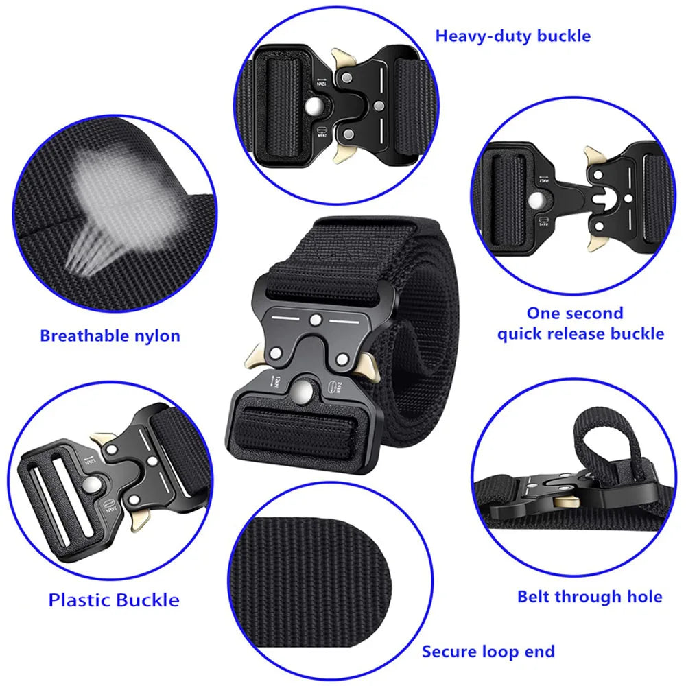Men's Tactical Quick-Release Belt with Keychain Carabiner