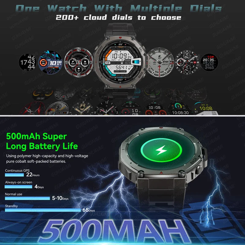 Dale T-Rex Ultra DM58 – SmartWatch Militar con GPS Dual, Brújula y Seguimiento de Rutas - Negro