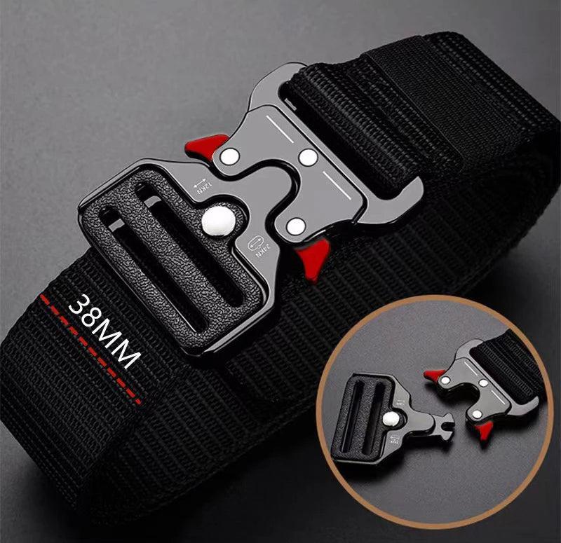 Men's Tactical Quick-Release Belt with Keychain Carabiner
