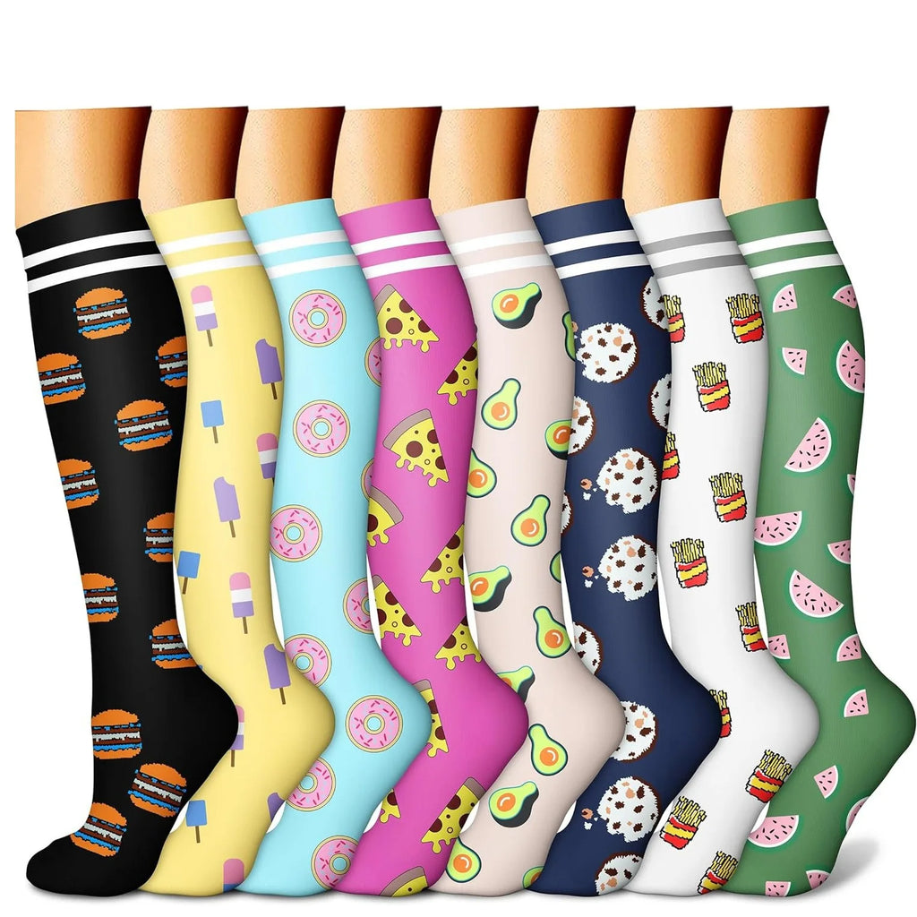 Compression Socks (8 Pairs) | All-Day Support for Nurses, Travel, Running & Recovery
