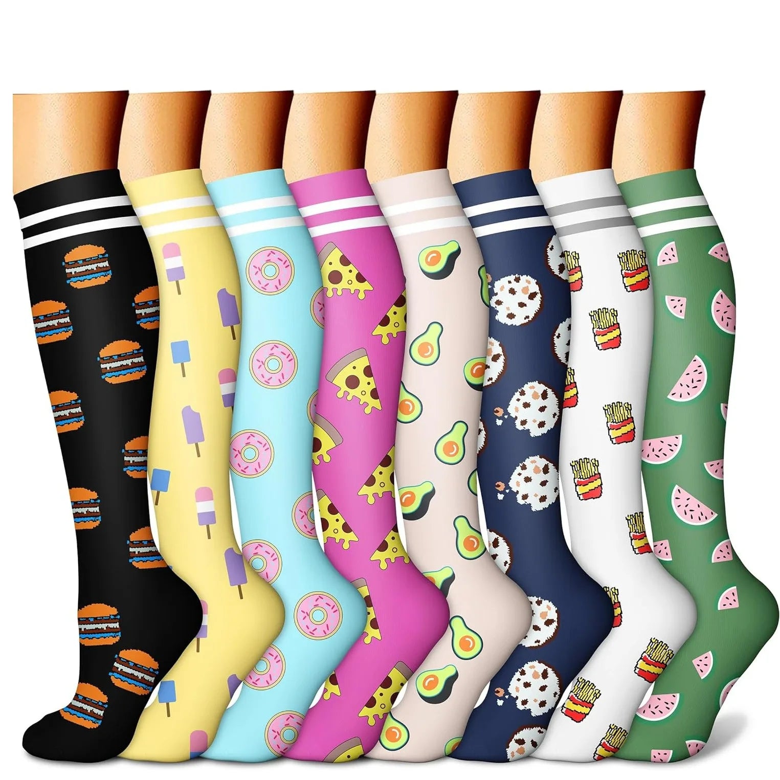 Compression Socks (8 Pairs) | All-Day Support for Nurses, Travel, Running & Recovery