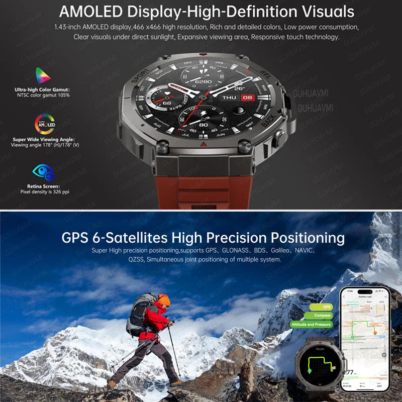 Dale T-Rex Ultra DM58 – SmartWatch Militar con GPS Dual, Brújula y Seguimiento de Rutas - Negro