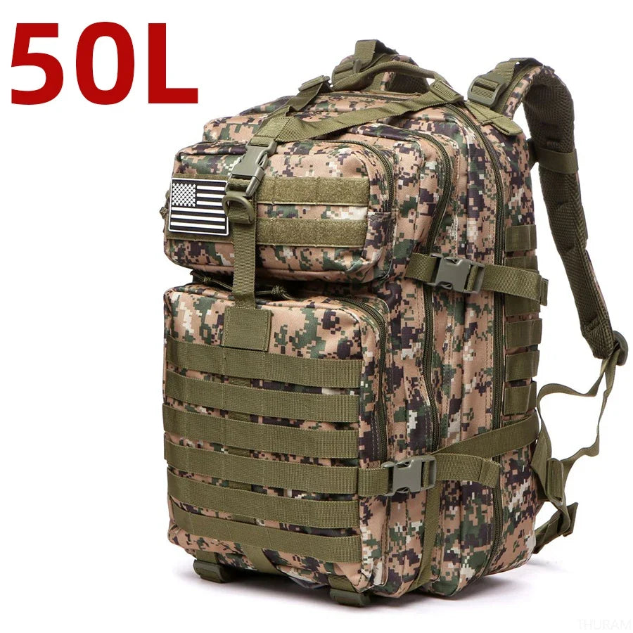 50L Waterproof Tactical Backpack for Hiking & Camping