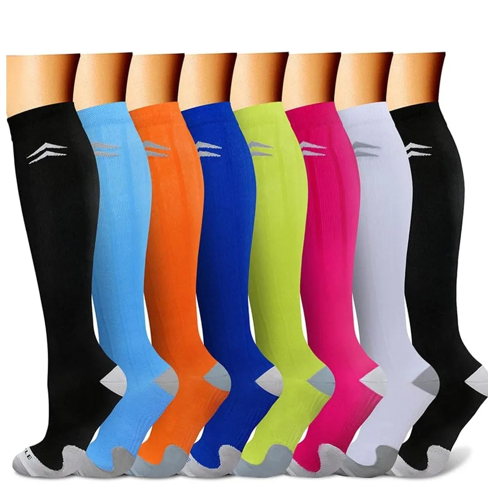 Compression Socks (8 Pairs) | All-Day Support for Nurses, Travel, Running & Recovery