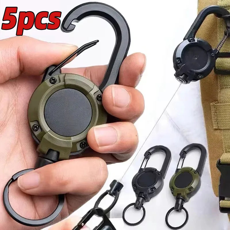 Retractable Carabiner Clip with Steel Cable