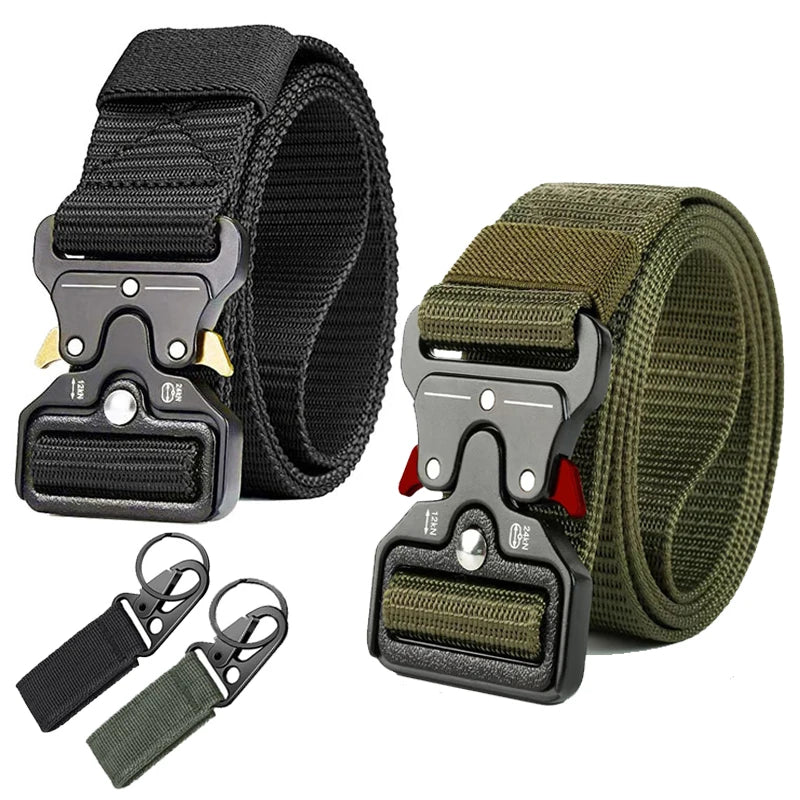 Men's Tactical Quick-Release Belt with Keychain Carabiner