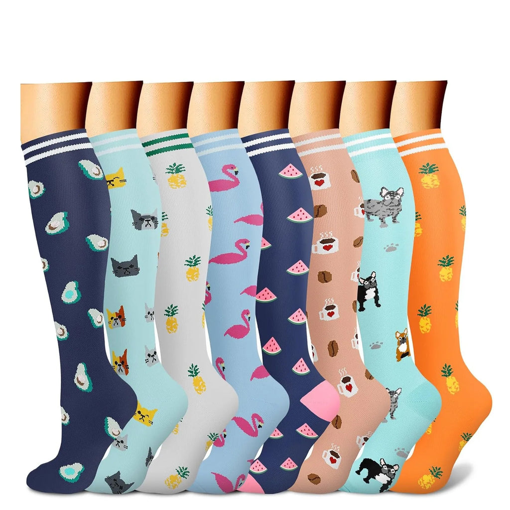 Compression Socks (8 Pairs) | All-Day Support for Nurses, Travel, Running & Recovery