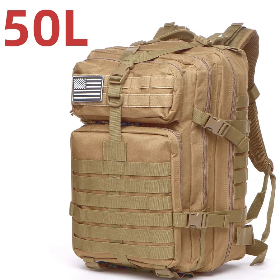 50L Waterproof Tactical Backpack for Hiking & Camping
