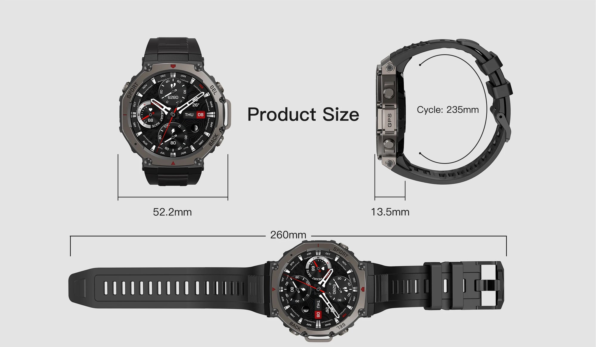 Dale T-Rex Ultra DM58 – SmartWatch Militar con GPS Dual, Brújula y Seguimiento de Rutas - Negro