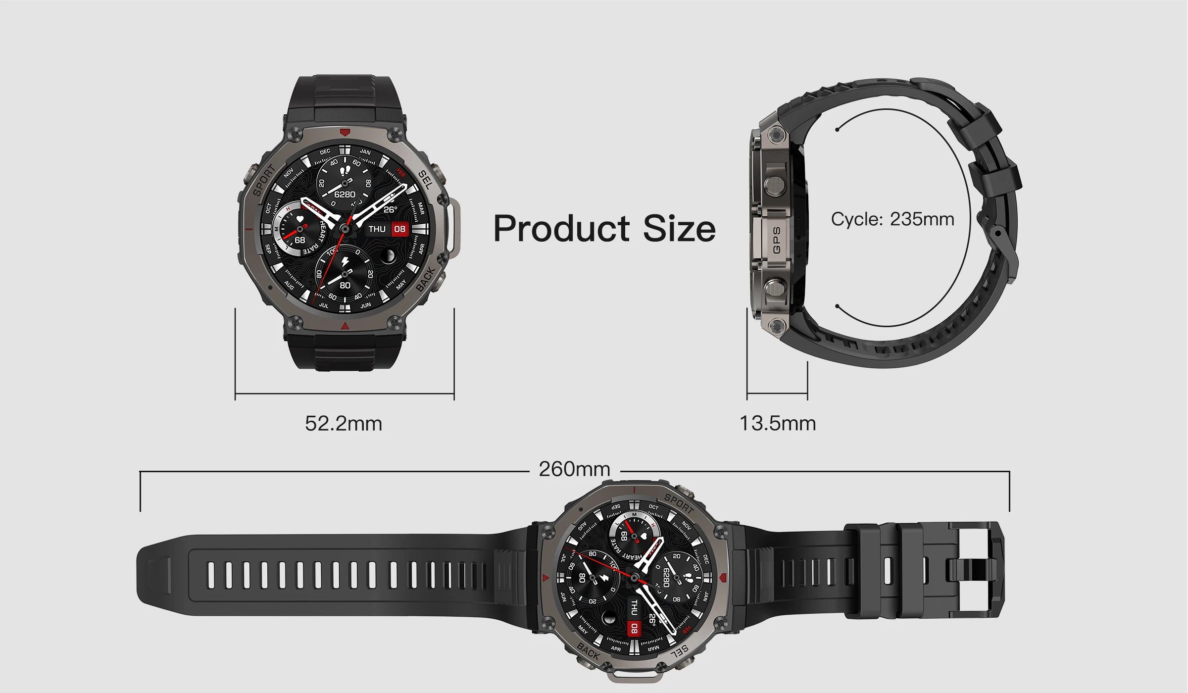 Dale X-Ultra58 – Military SmartWatch with Dual GPS, Compass and Route Tracking – Black