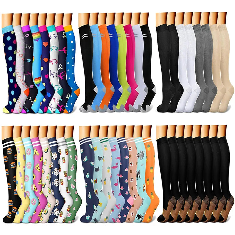 Compression Socks (8 Pairs) | All-Day Support for Nurses, Travel, Running & Recovery