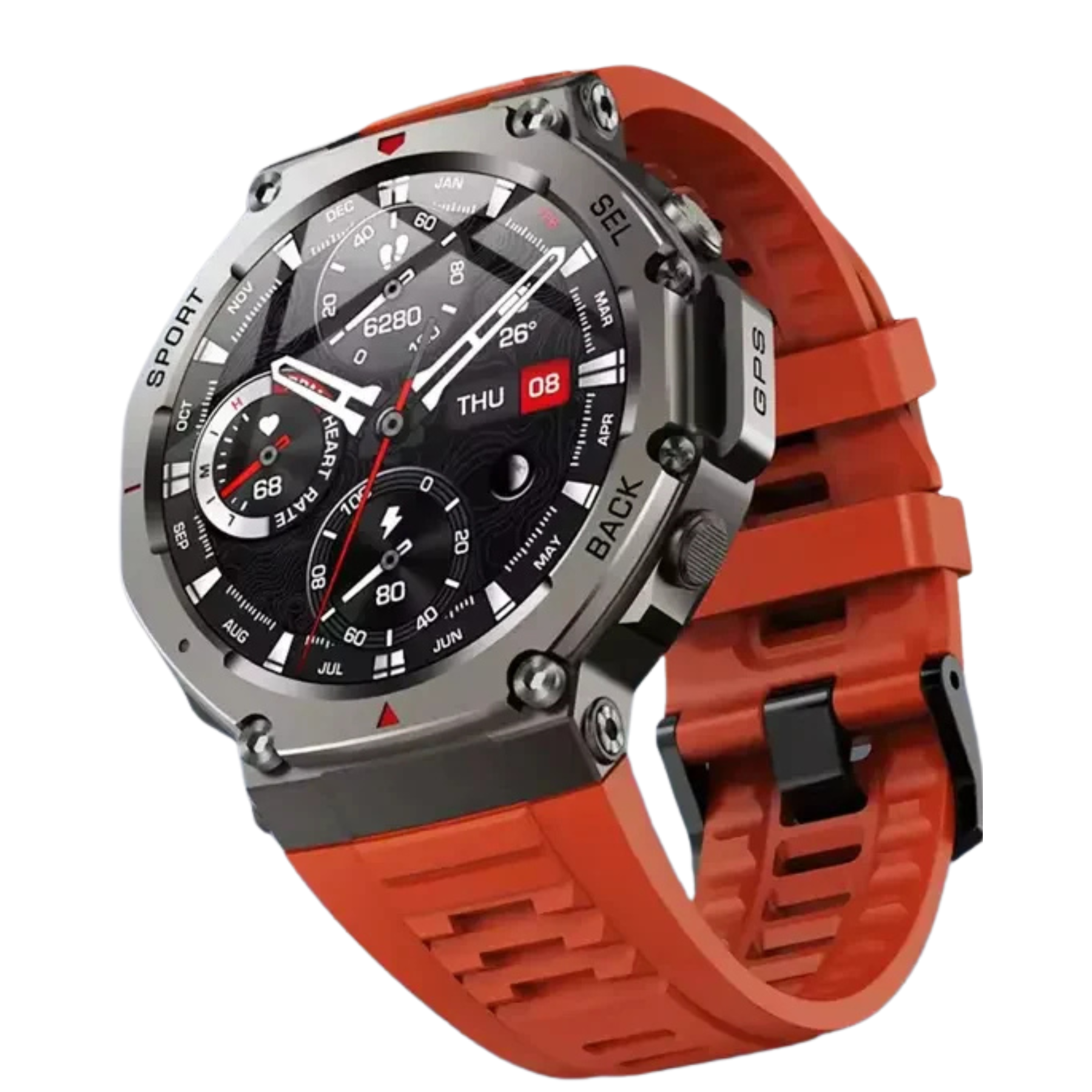 Dale T-Rex Ultra DM58 - SmartWatch Militar con GPS Dual, Brújula y Seguimiento de Rutas - Rojo