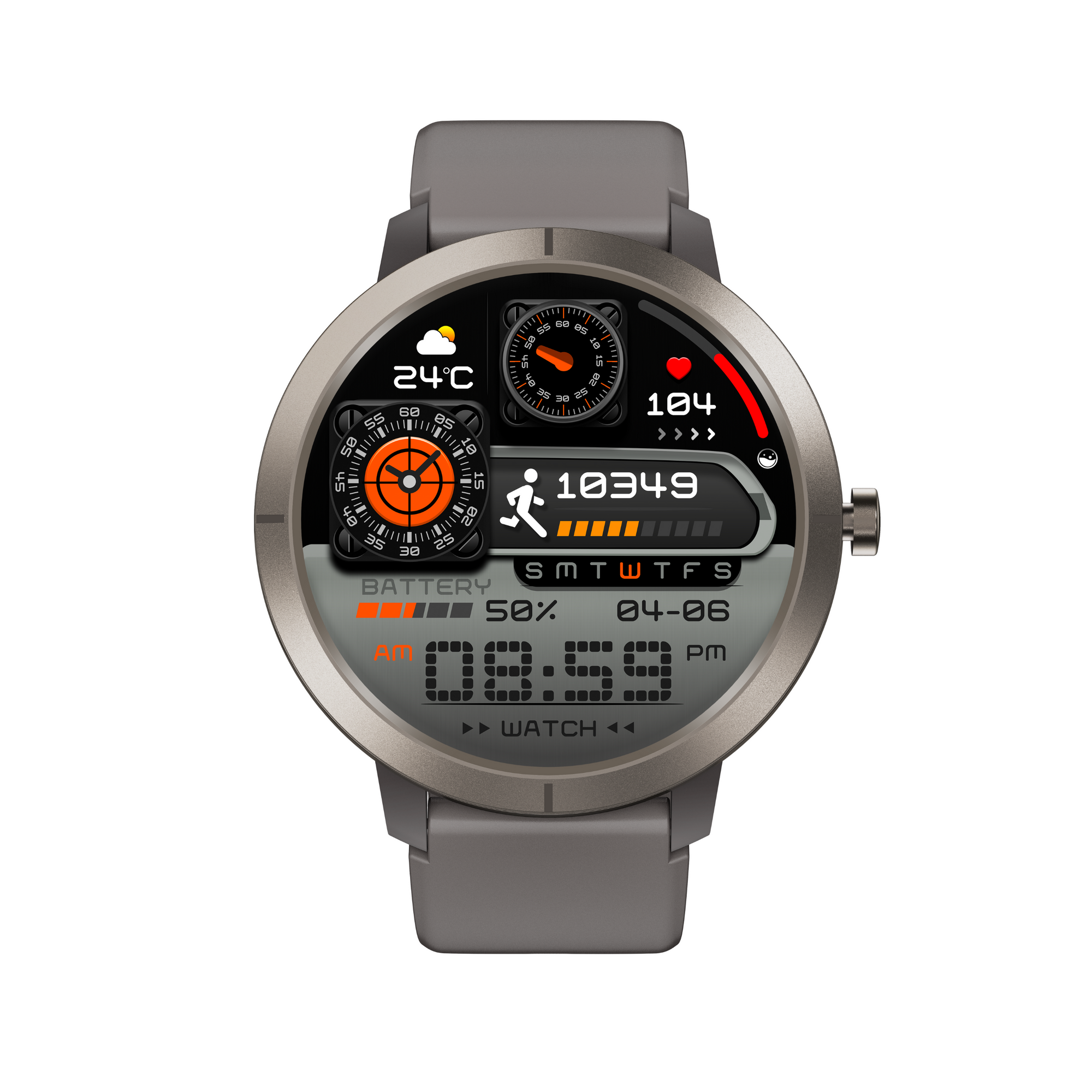 Dale Classic SmartWatch DM76 - 6 Satellites GPS / 170+ Sports Mode - Argent