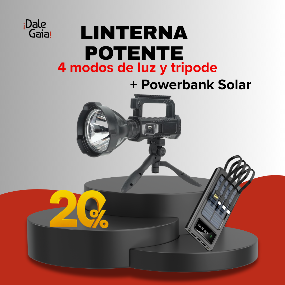 Dale Iluminación Total - Linterna Potente Con Tripode + Powerbank Solar