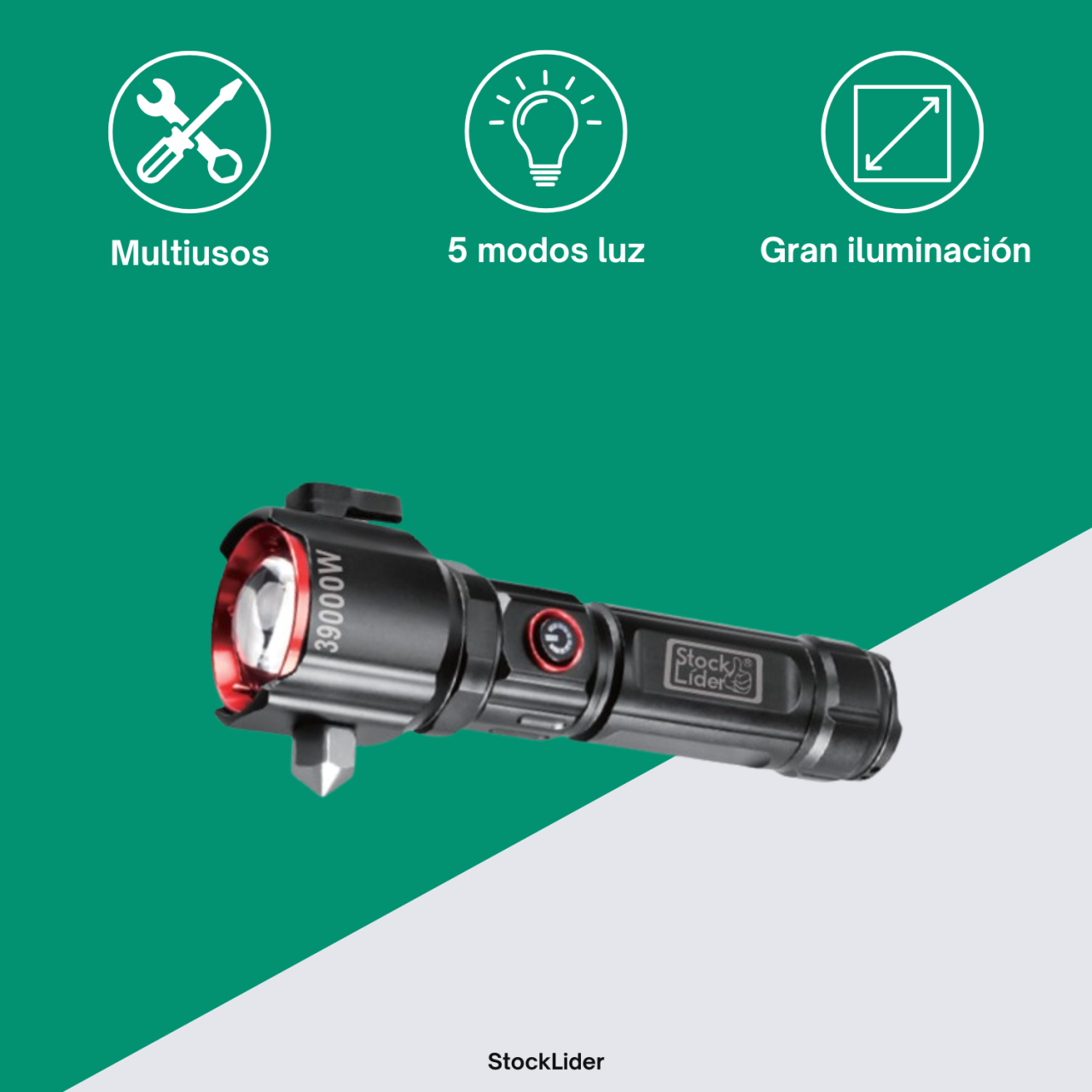 Super Powerful Emergency LED Flashlight with Power Bank & Glass Breaker