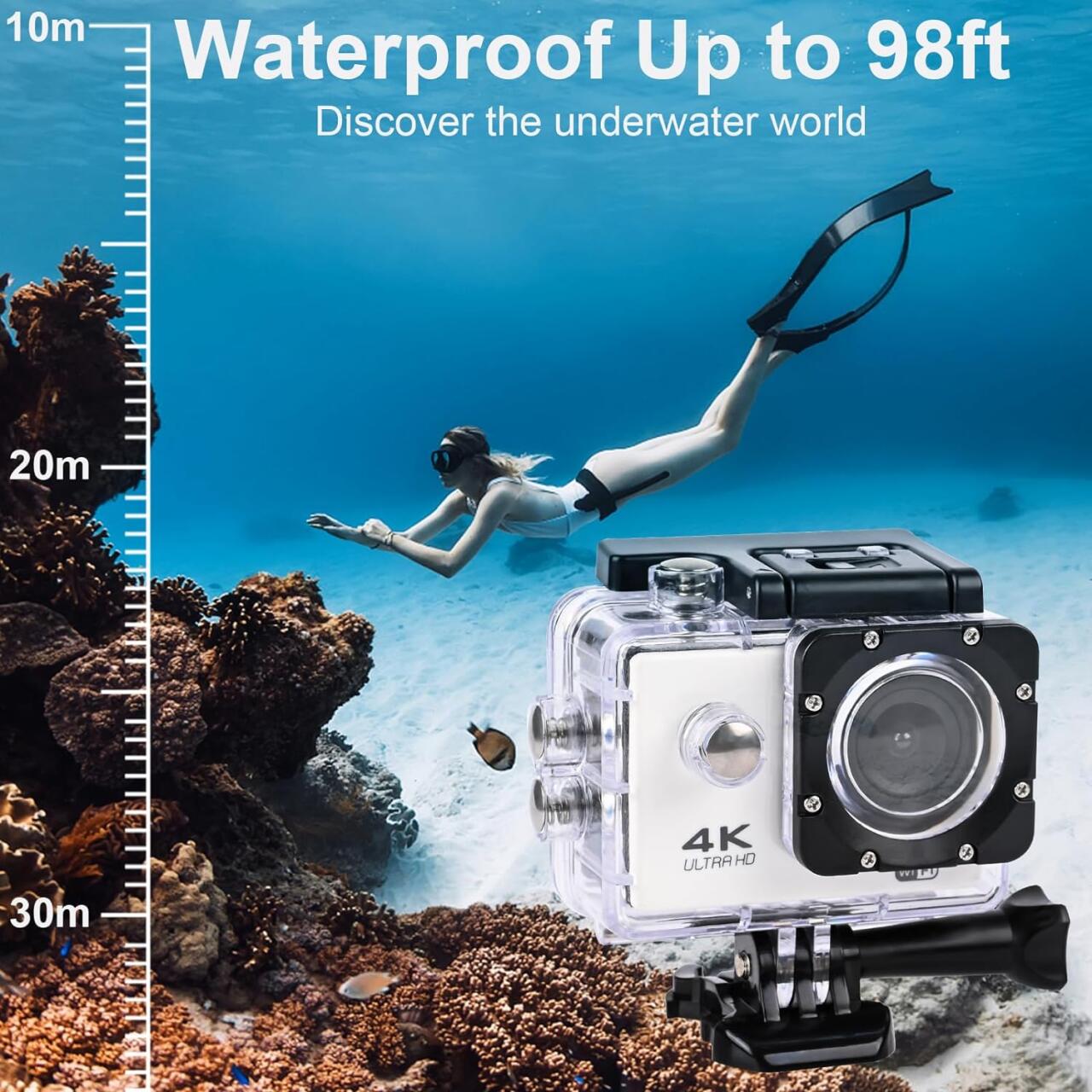 HD 4K/30fps Action Camera Pack + Power Bank